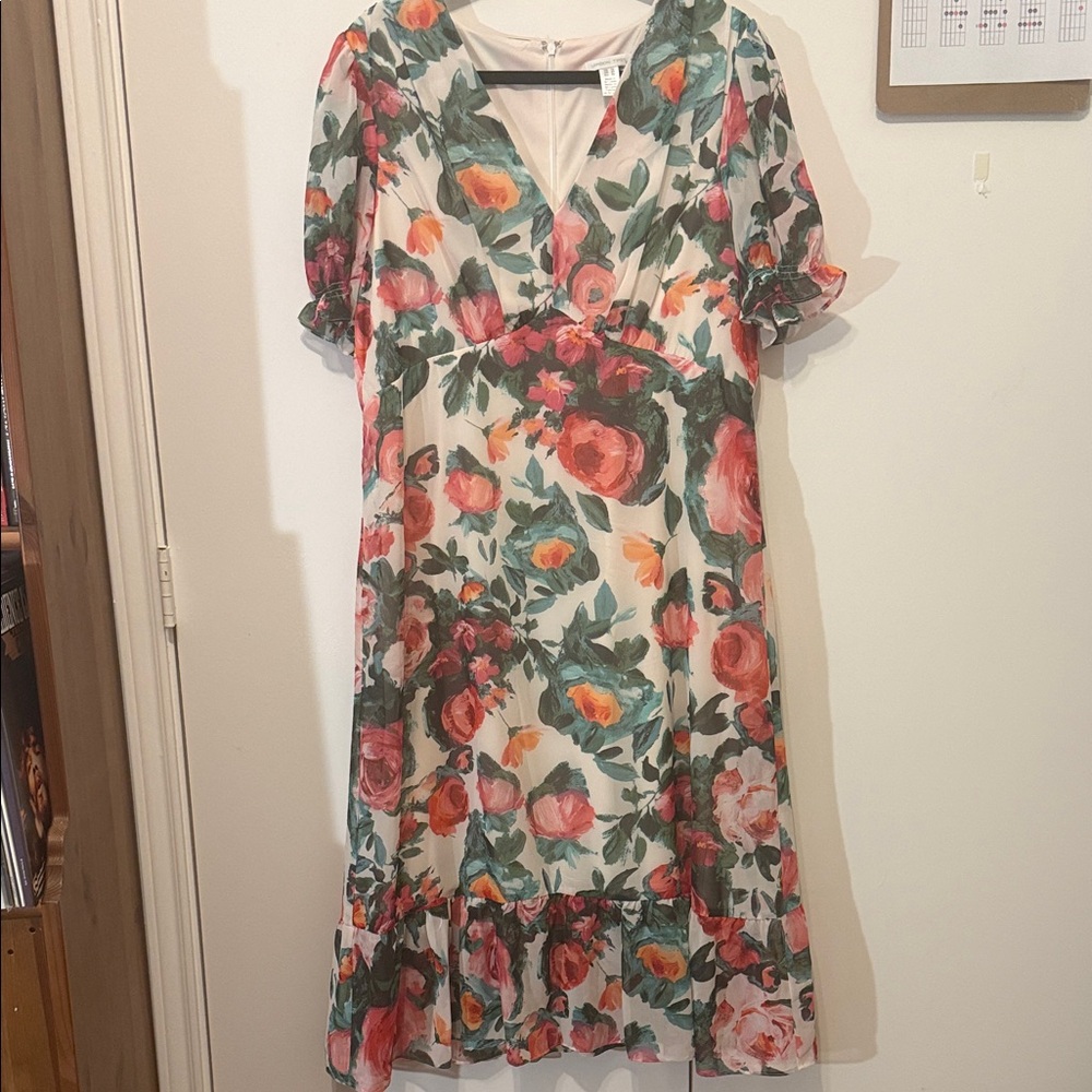London Times Multicolor Floral Midi Dress